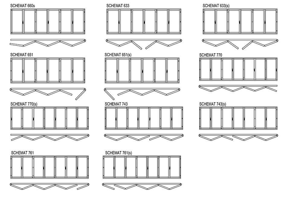 Portes accordéon en bois - options.